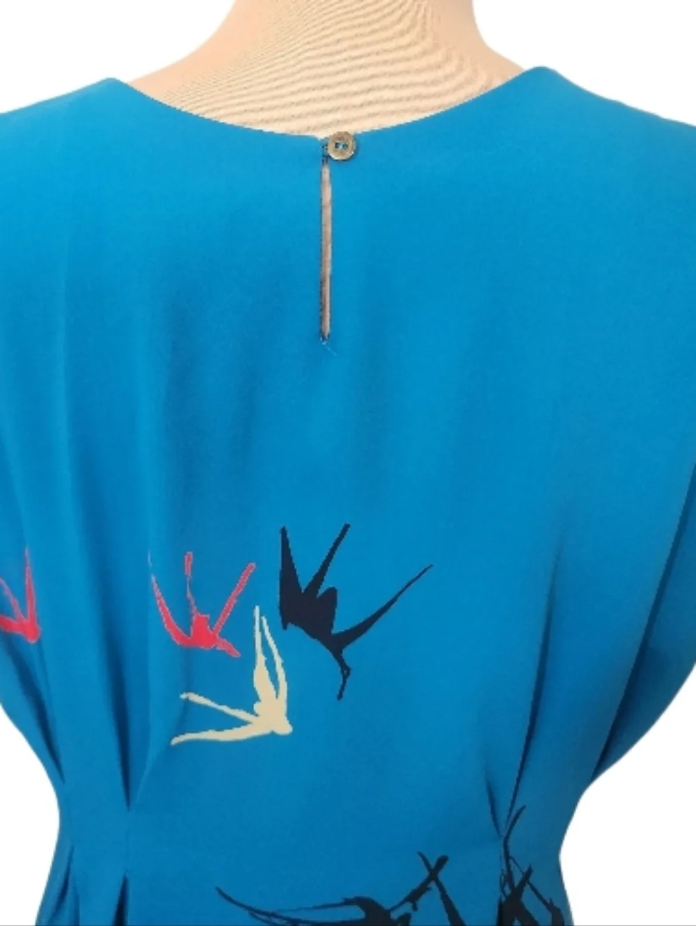 ANTHROPOLOGIE "Shadowbird Shift" Sariah Carson Teal Sleeveless Sheath Dress - 12 - Picture 10 of 15